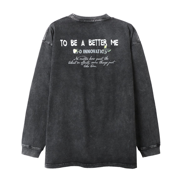 Camiseta Manga Larga Estampada con Efecto Vintage para Hombre