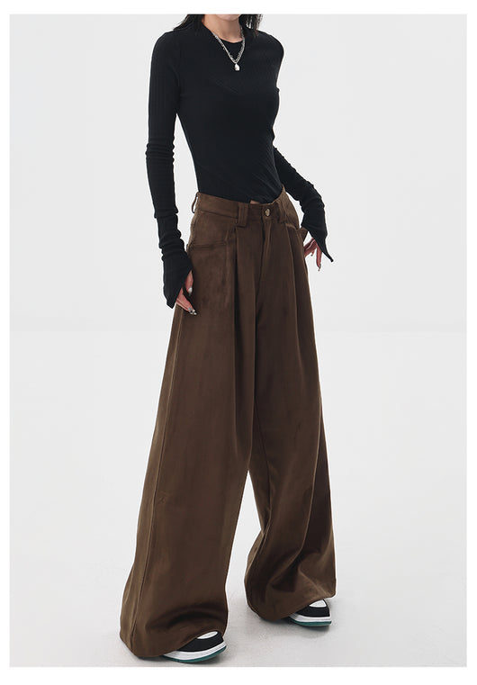 Pantalones Anchos Retro Vintage Marrón para Mujer - Estilo Casual Holgado - Image 17