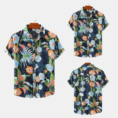 Camisa Estampada de Manga Corta para Hombre con Diseño Floral - Image 3