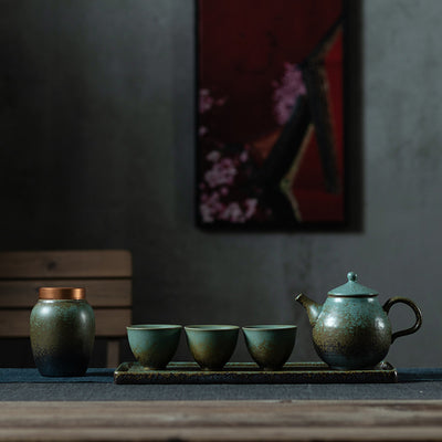 Juego de Té Kung Fu de Plata Artesanal con Detalles Punteados - Image 6