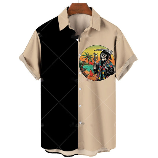 Camisa Polo de Manga Corta con Estampado 3D Calavera Digital - Image 2