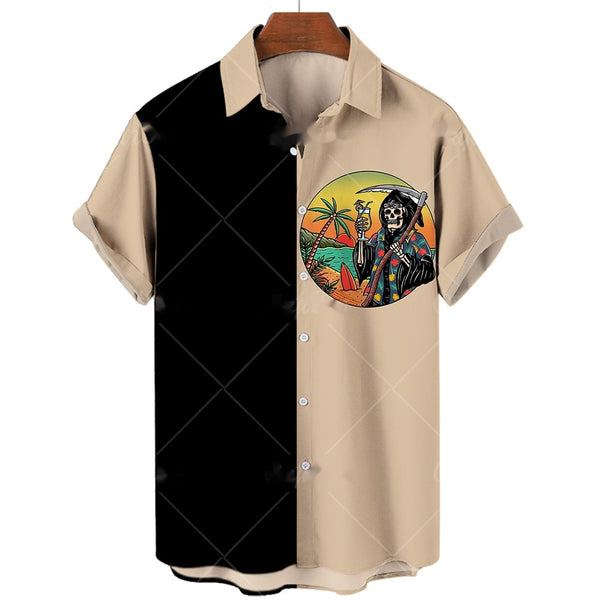 Camisa Polo de Manga Corta con Estampado 3D Calavera Digital - Image 2