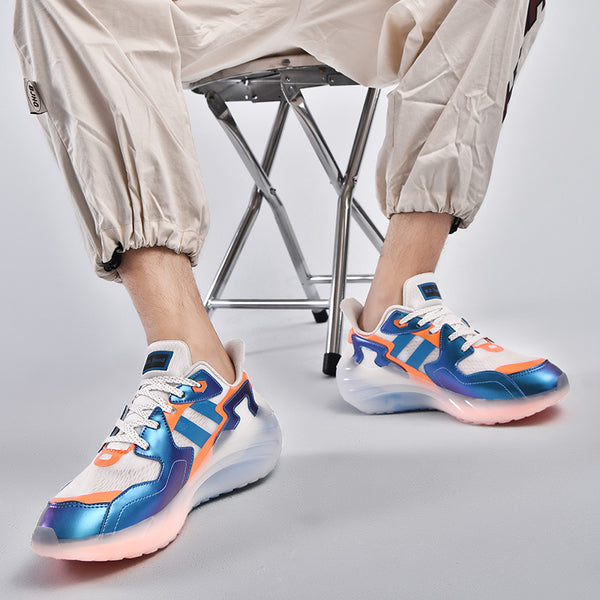 Zapatos Luminosos Talla Grande Respirable con Textura Jacquard y Punta Redonda