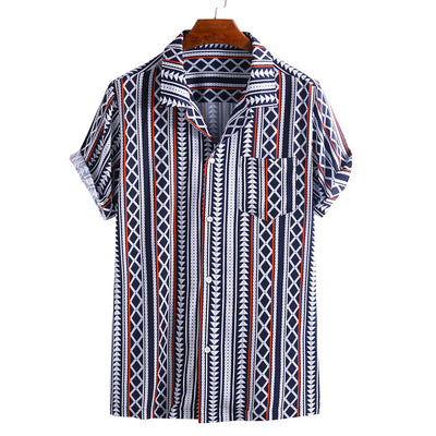 Camisa de Hombre a Rayas con Estampado Moderno - Image 7