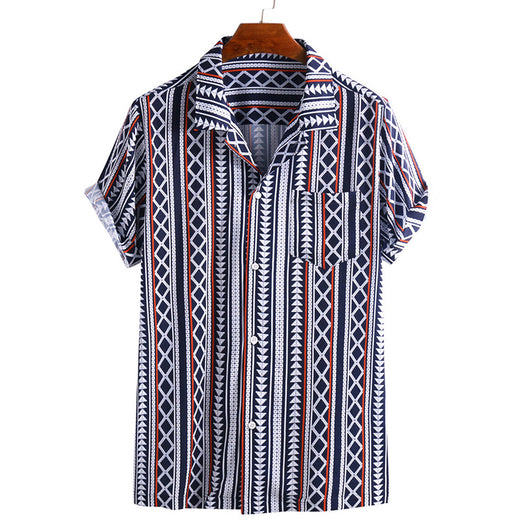 Camisa de Hombre a Rayas con Estampado Moderno - Image 7