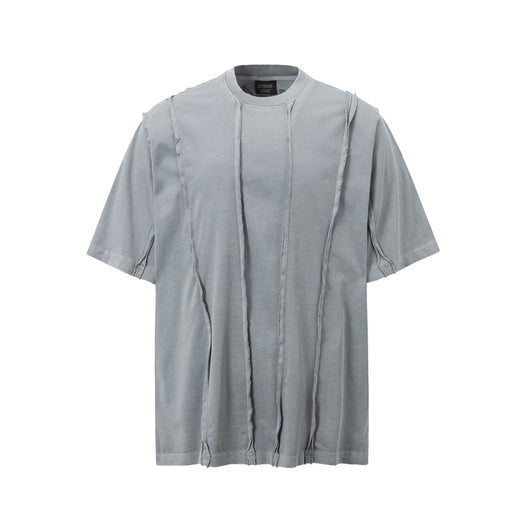 Camiseta Retro Americana de Patchwork Manga Corta para Hombre - Image 5