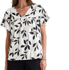 Blusa de Lino Estampada Manga Corta - Casual y Cómoda - Image 2