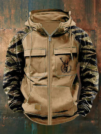Sudadera Cargo para Hombre con Capucha, Múltiples Bolsillos y Diseño Bicolor - Image 2