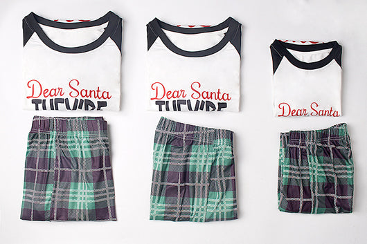 Family matching Christmas pajamas with "Dear Santa They're the Naughty Ones" print and green plaid pants. - Image 6