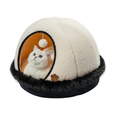 Cama Semicubierta para Gatos con Lana de Cordero - Calidez Invernal - Image 6