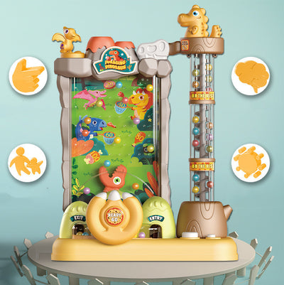 Dinosaur-themed children's board game with a marble run, interactive steering wheel, lights, and music. - Image 8