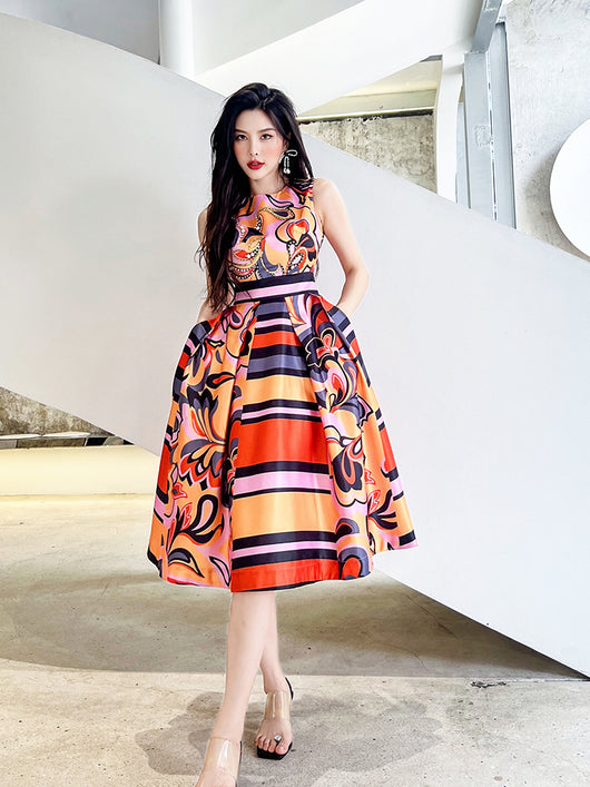 Vestido Estilo Francés con Estampa Elegante y Cintura Ajustada - Image 19