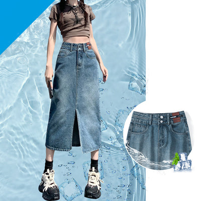 Falda Denim Cintura Alta con Abertura - Image 11