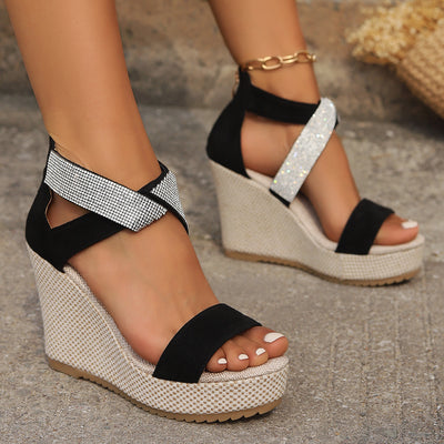 Sandalias Cuña Alta con Diseño de Cristales - Zapatos Plataforma Fashion para Verano - Image 4