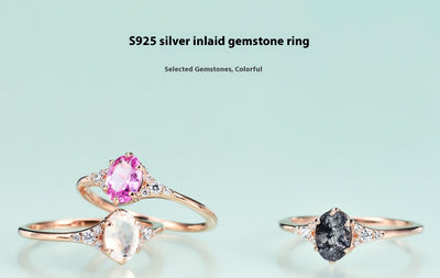 Anillo de Plata 925 con Cristal Negro y Gema de Oro Rosado - Image 8