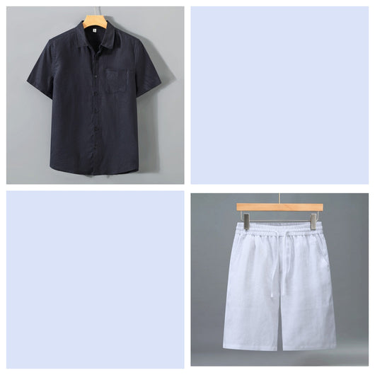 Conjunto de Shorts y Camisa de Lino para Hombre - Outfit Veraniego Ligero y Cómodo - Image 21
