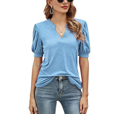 Blusa Casual Mujer Cuello V con Mangas Abullonadas Suelta - Image 21