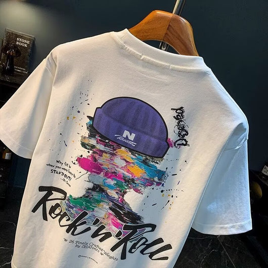 Camiseta Suelta Estampada Casual Versátil para Hombre - Image 17