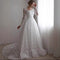 Vestido de Novia Largo con Mangas Bordadas y Cola