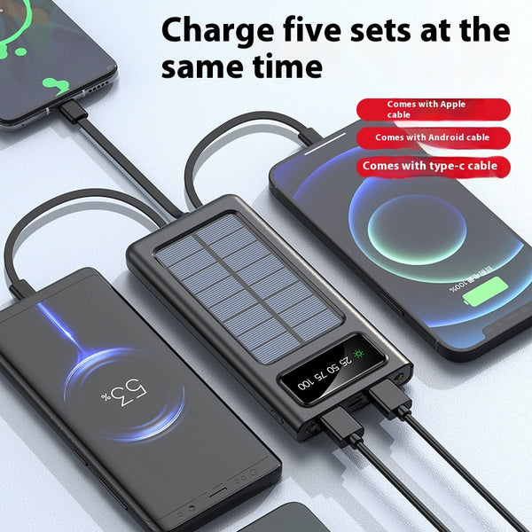 Batería Solar Portátil de 4 Cables para Teléfonos Móviles