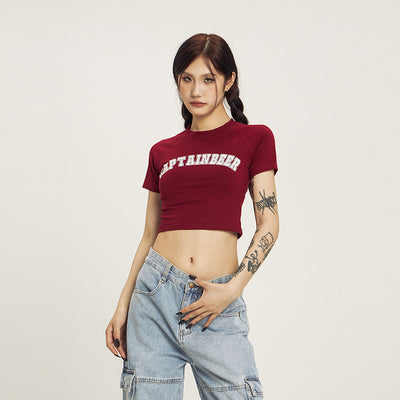 Playera Corta Retro Americana Cuello Redondo - Top Ombligo Sexy para Verano - Image 6