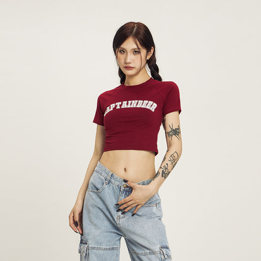 Playera Corta Retro Americana Cuello Redondo - Top Ombligo Sexy para Verano - Image 6