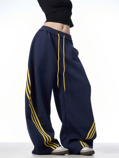 Pantalones Casuales Anchos a Rayas con Cordones - Image 18