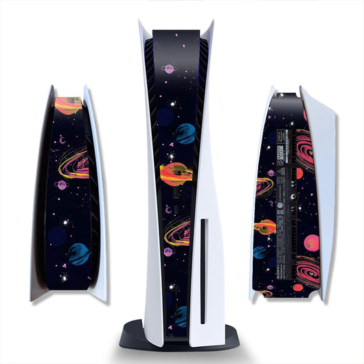 Brushed silver metal texture skin for PlayStation 5 Digital Edition console, shown from front and side views. - Image 7