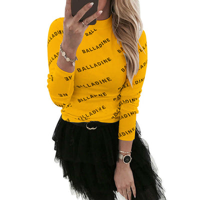 Camiseta Base Ajustada Estampada de Manga Larga para Mujer - Image 4