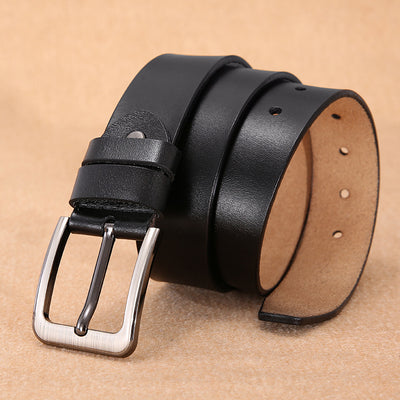 Cinturón de Cuero Genuino para Hombre con Hebilla Pin Retro Clásico