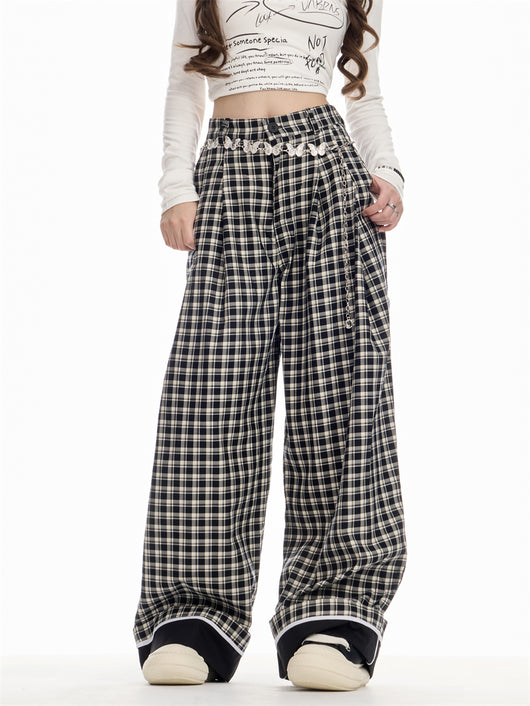 Pantalón Cuadros Mujer Cintura Alta Recto Holgado - Image 15