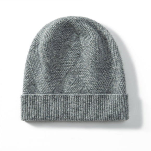 Gorro de Cachemira Pura para Mujer - Tejido Grueso con Diseño Retorcido