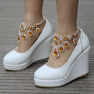 Zapatos de Cuña con Plataforma Impermeable y Cristales - Elegancia para tu Boda - Image 12