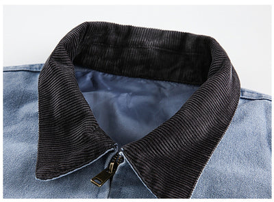Chaqueta de Mezclilla Universitaria con Bordado en Solapa para Parejas - Image 14