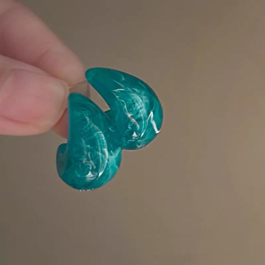 Aretes Gotas de Agua Mint Azul Estilo Retro Francés en Acrílico - Image 3