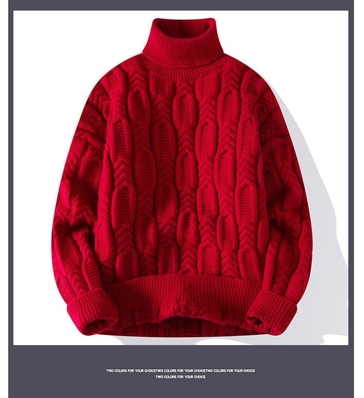 Suéter de Cuello Alto Trenzado para Hombre - Abrigo Casual y Cálido - Image 27