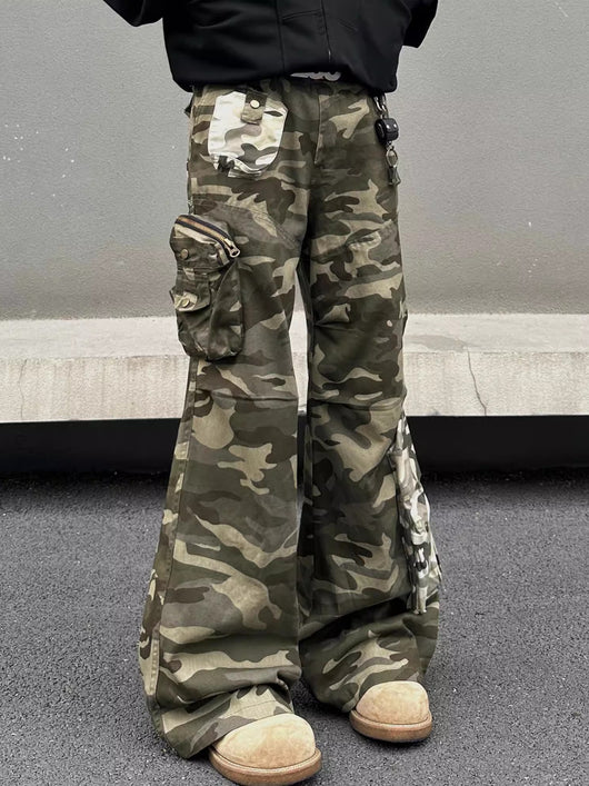 Overol Camuflado Cosido Hombre Estilo Retro Pantalón Casual Recto - Image 7