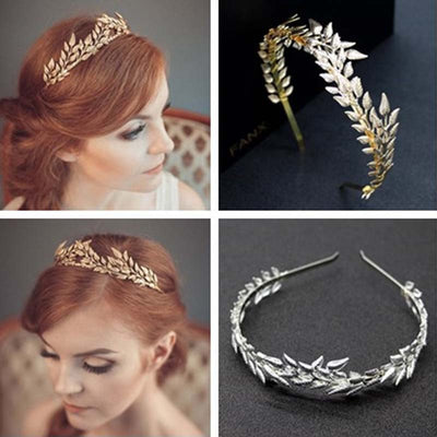Diadema Nupcial de Hojas Doradas Corona de Aleación - Image 5
