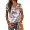 Blusa Leopardo Cuello V Manga Corta Ajustada