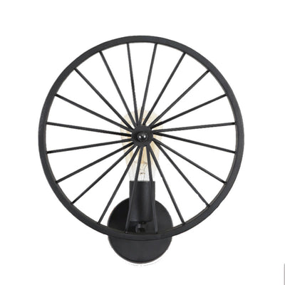 Lámpara de Pared Industrial Estilo Retro con Rueda de Hierro Forjado - Image 10