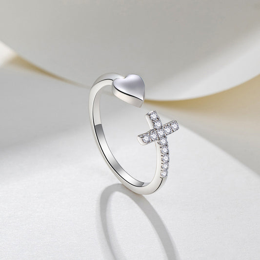 Anillo de Corazón Cruzado para Mujer - Diseño Minimalista Tanabata