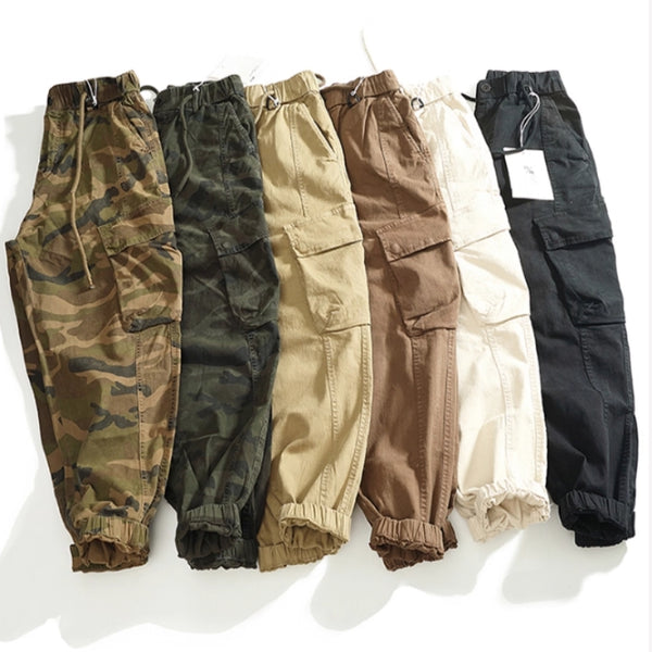 Pantalones Cargo Sueltos con Múltiples Bolsillos y Efecto Desgastado