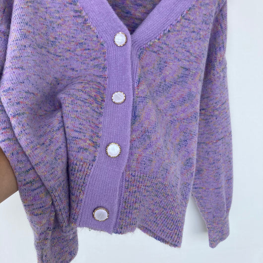 Suéter Cardigan Largo Cuello V Mezcla de Colores Elegante - Image 5