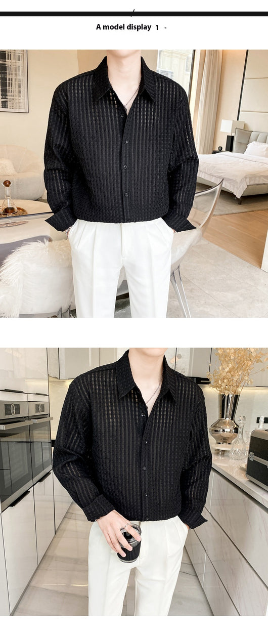 Camisa Cuadrillé Blanca con Drapeado Suelto - Image 8