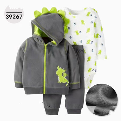 Chaqueta de Cuero con Capucha Infantil Tres Piezas Manga Larga - Image 3