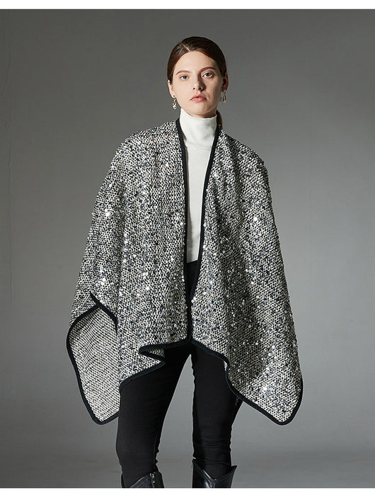 Chal de Lentejuelas Plateadas para Mujer - Elegancia Brillante - Image 10