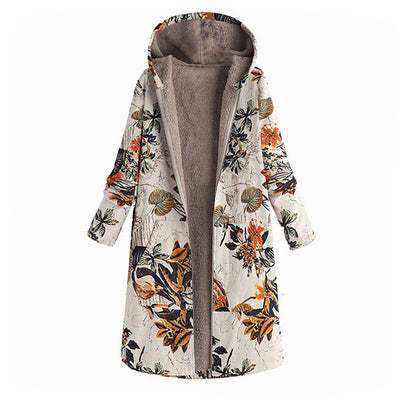 Abrigo Polar Estampado con Capucha y Cierre para Mujer - Image 13