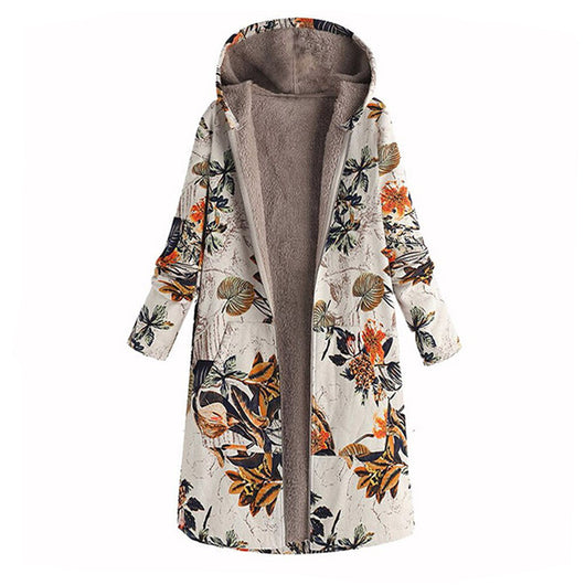 Abrigo Polar Estampado con Capucha y Cierre para Mujer - Image 13