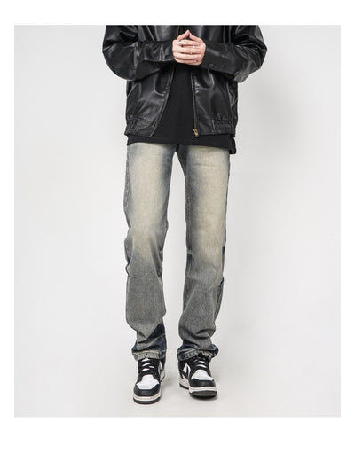 Jeans Rectos Sueltos Teñidos Amarillo Lavado Estilo Urbano - Image 21
