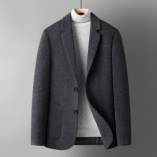 Traje Corto de Lana Pura para Hombre - Colores Sólidos Otoño Invierno